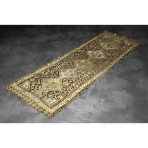 Vintage Hand-Woven Oriental Long Nomadic Qashqai Rug, 1920s
