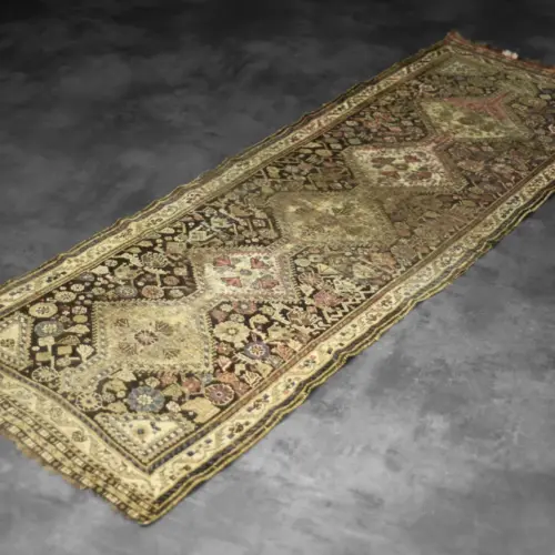 Vintage Hand-Woven Oriental Long Nomadic Qashqai Rug, 1920s