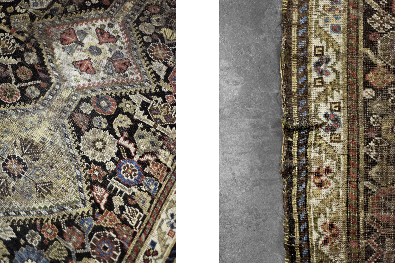 Vintage Hand-Woven Oriental Long Nomadic Qashqai Rug, 1920s