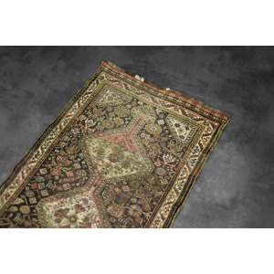 Vintage Hand-Woven Oriental Long Nomadic Qashqai Rug, 1920s