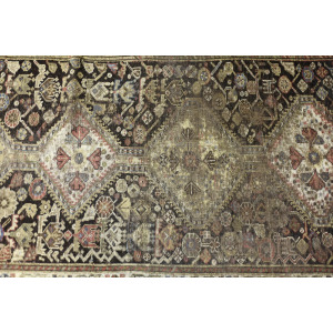 Vintage Hand-Woven Oriental Long Nomadic Qashqai Rug, 1920s