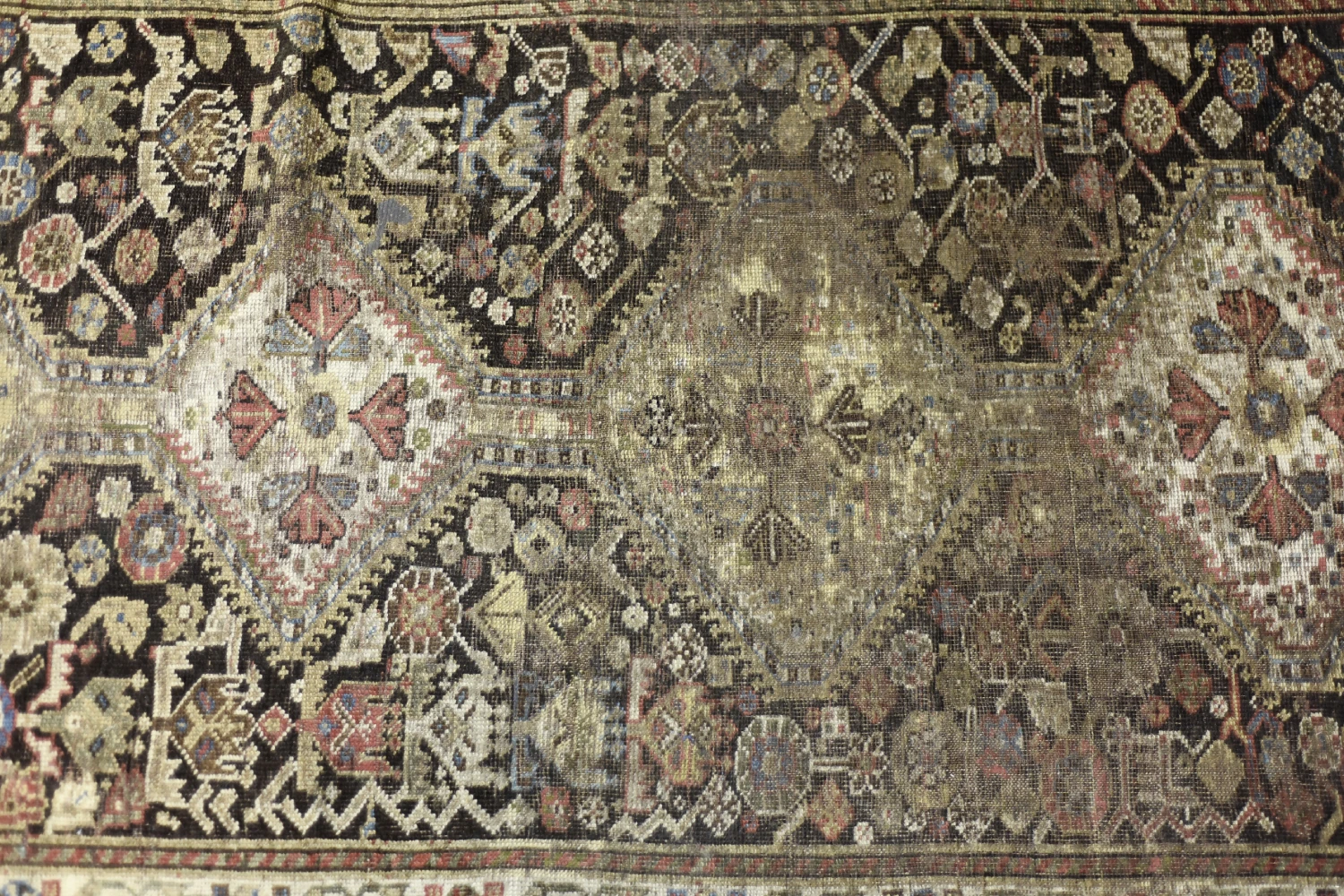 Vintage Hand-Woven Oriental Long Nomadic Qashqai Rug, 1920s
