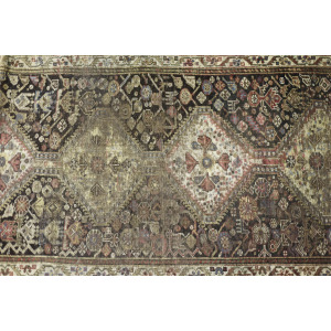Vintage Hand-Woven Oriental Long Nomadic Qashqai Rug, 1920s