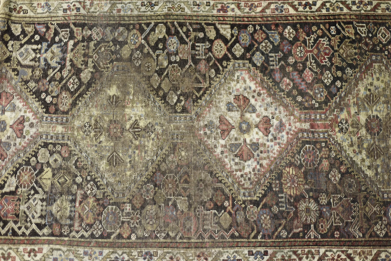 Vintage Hand-Woven Oriental Long Nomadic Qashqai Rug, 1920s