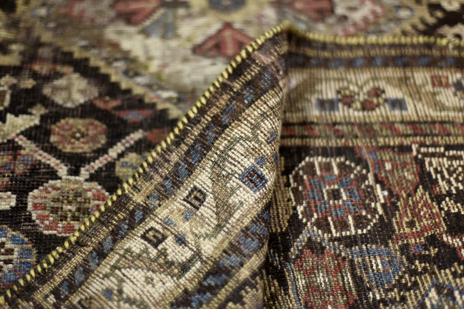 Vintage Hand-Woven Oriental Long Nomadic Qashqai Rug, 1920s