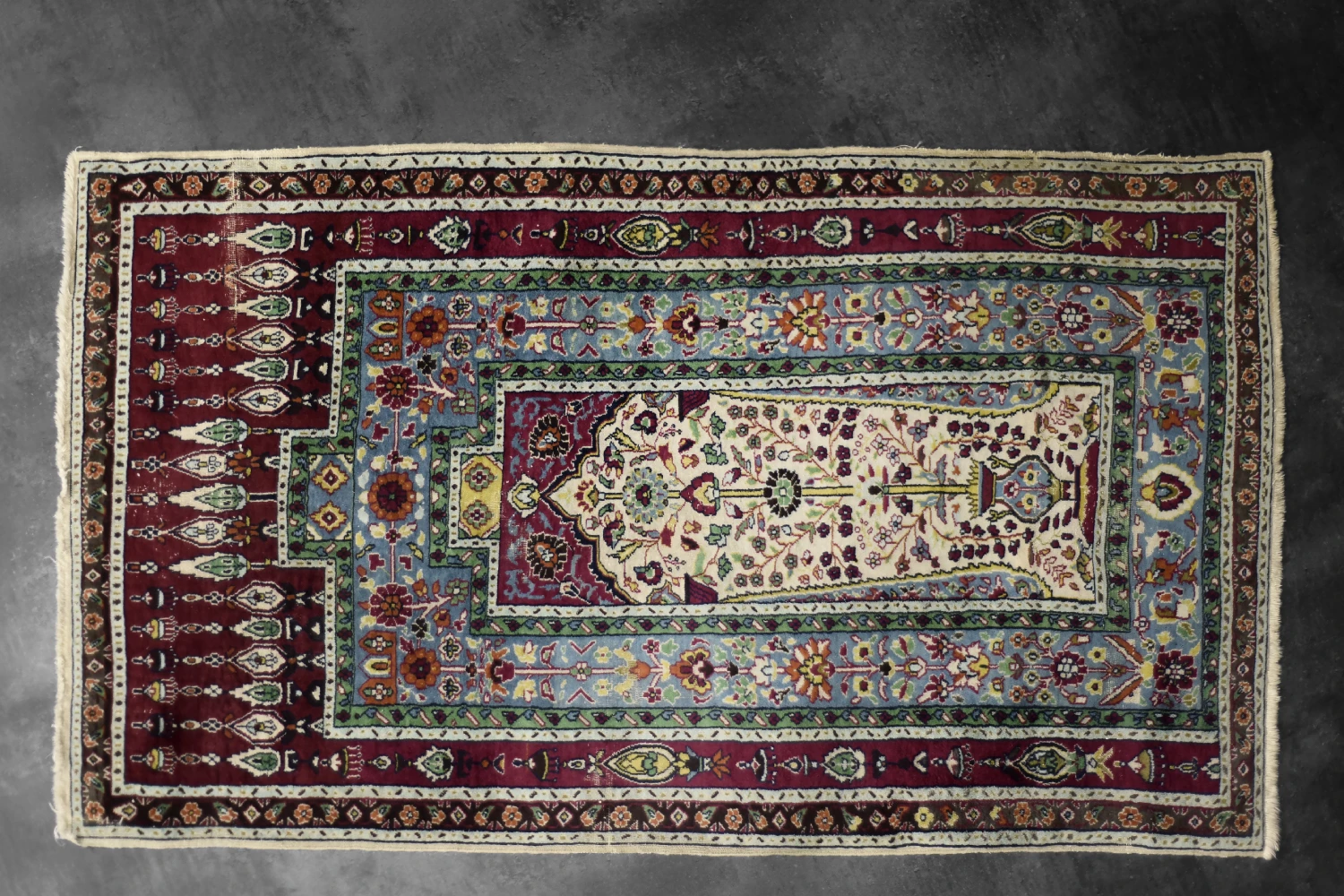 Vintage Hand-Woven Middle Eastern Oriental Baluch Prayer Rug, 1960s