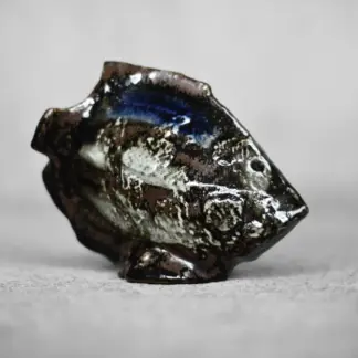 Vintage Mid Century Scandinavian Modern Brown and Cobalt Stoneware Fish Figurine by Carl-Harry Stålhane for Rörstrand, 1960s