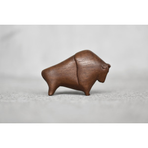 Vintage Mid-Century Danish Modern Dark Teak Bison Figurine, 1960s