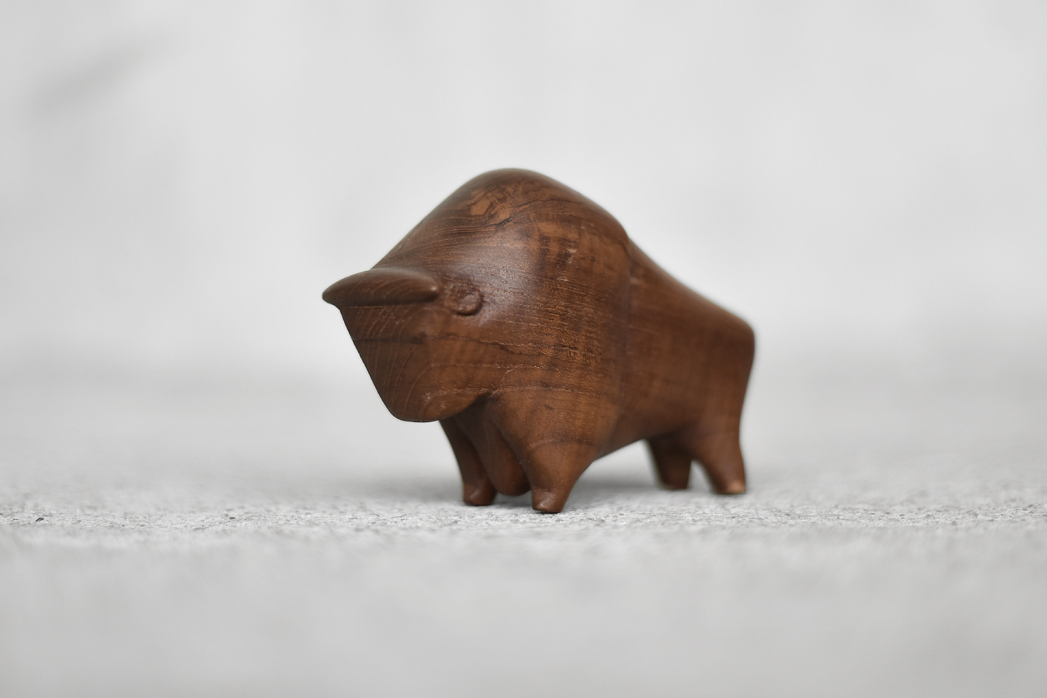 Vintage Mid-Century Danish Modern Dark Teak Bison Figurine, 1960s