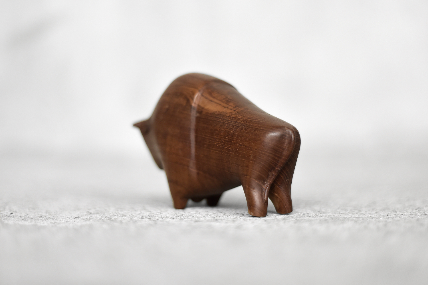 Vintage Mid-Century Danish Modern Dark Teak Bison Figurine, 1960s