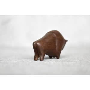 Vintage Mid-Century Danish Modern Dark Teak Bison Figurine, 1960s