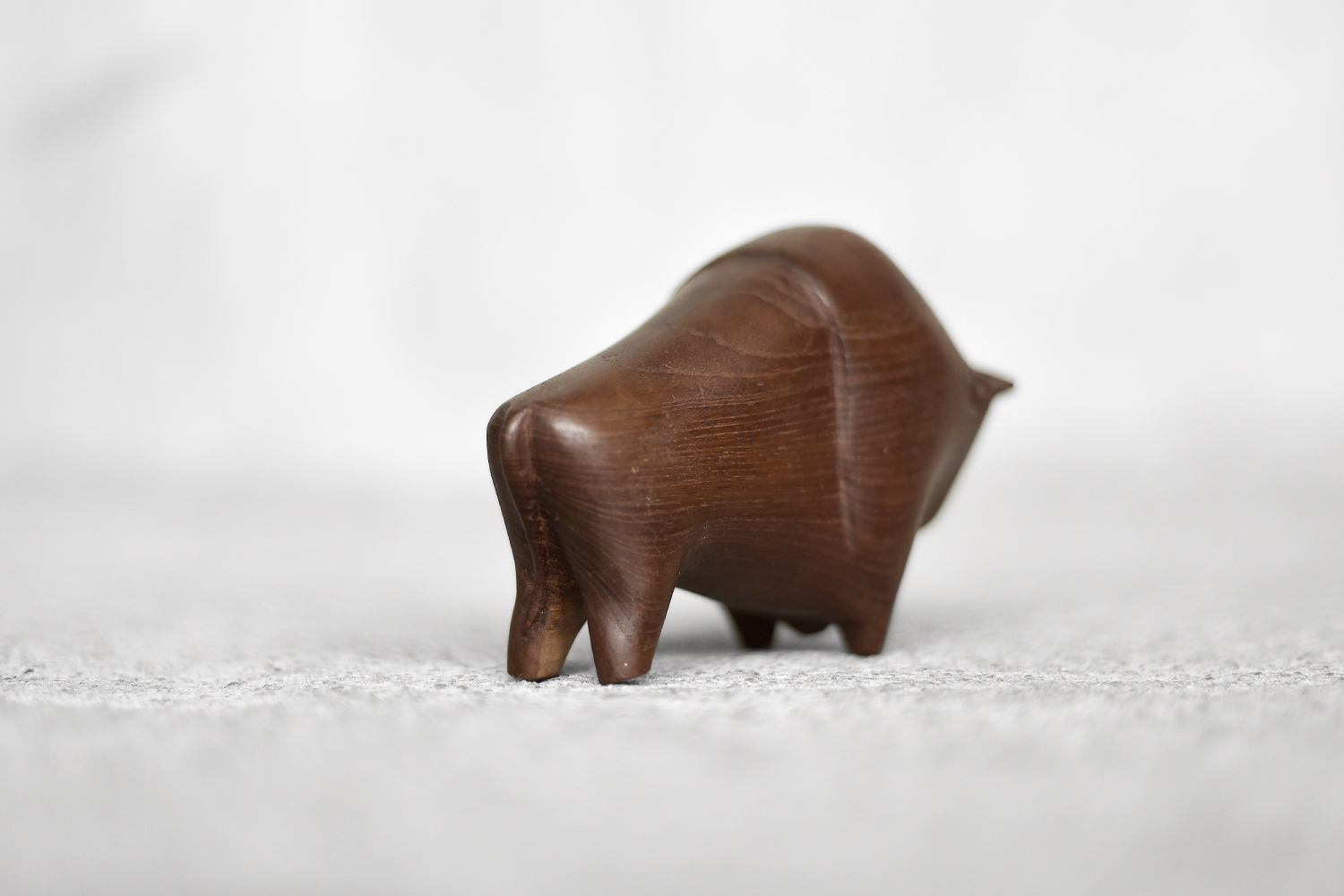 Vintage Mid-Century Danish Modern Dark Teak Bison Figurine, 1960s