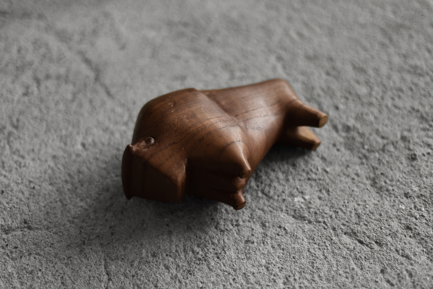 Vintage Mid-Century Danish Modern Dark Teak Bison Figurine, 1960s