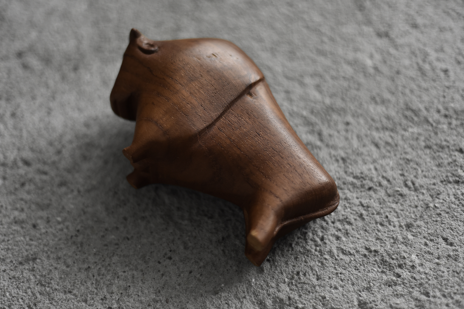 Vintage Mid-Century Danish Modern Dark Teak Bison Figurine, 1960s