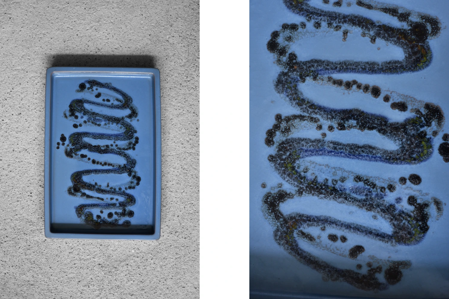 Vintage Mid-Century Scandinavian Modern Blue Ceramic Tray, 1960s