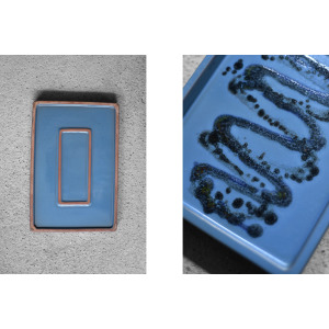 Vintage Mid-Century Scandinavian Modern Blue Ceramic Tray, 1960s