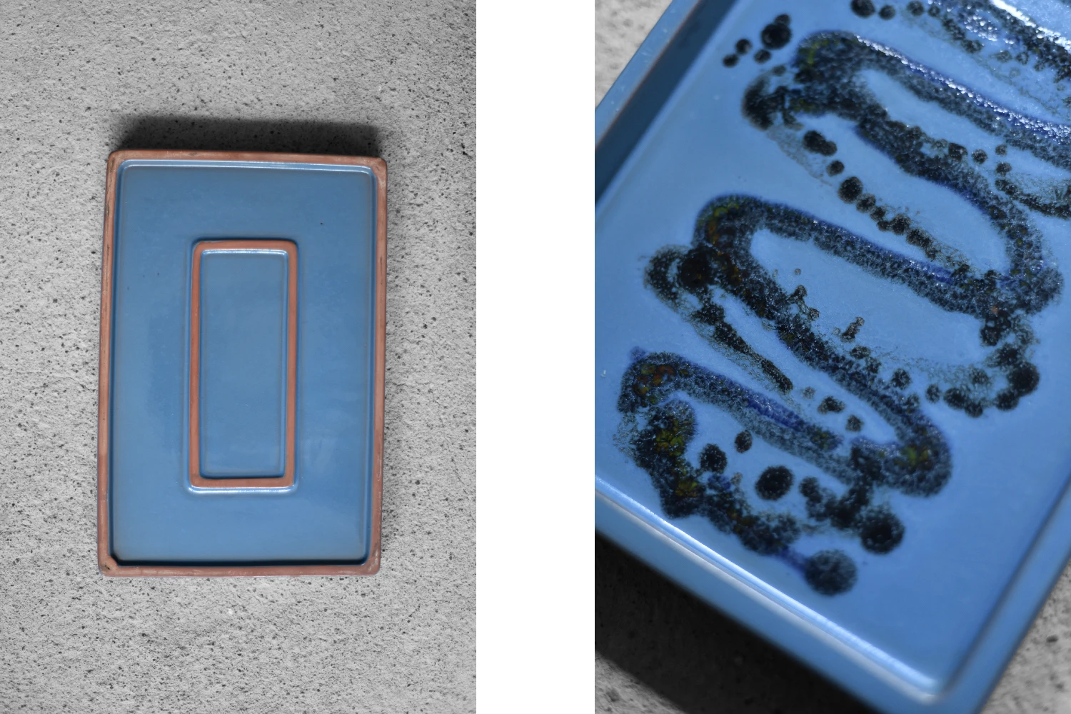 Vintage Mid-Century Scandinavian Modern Blue Ceramic Tray, 1960s
