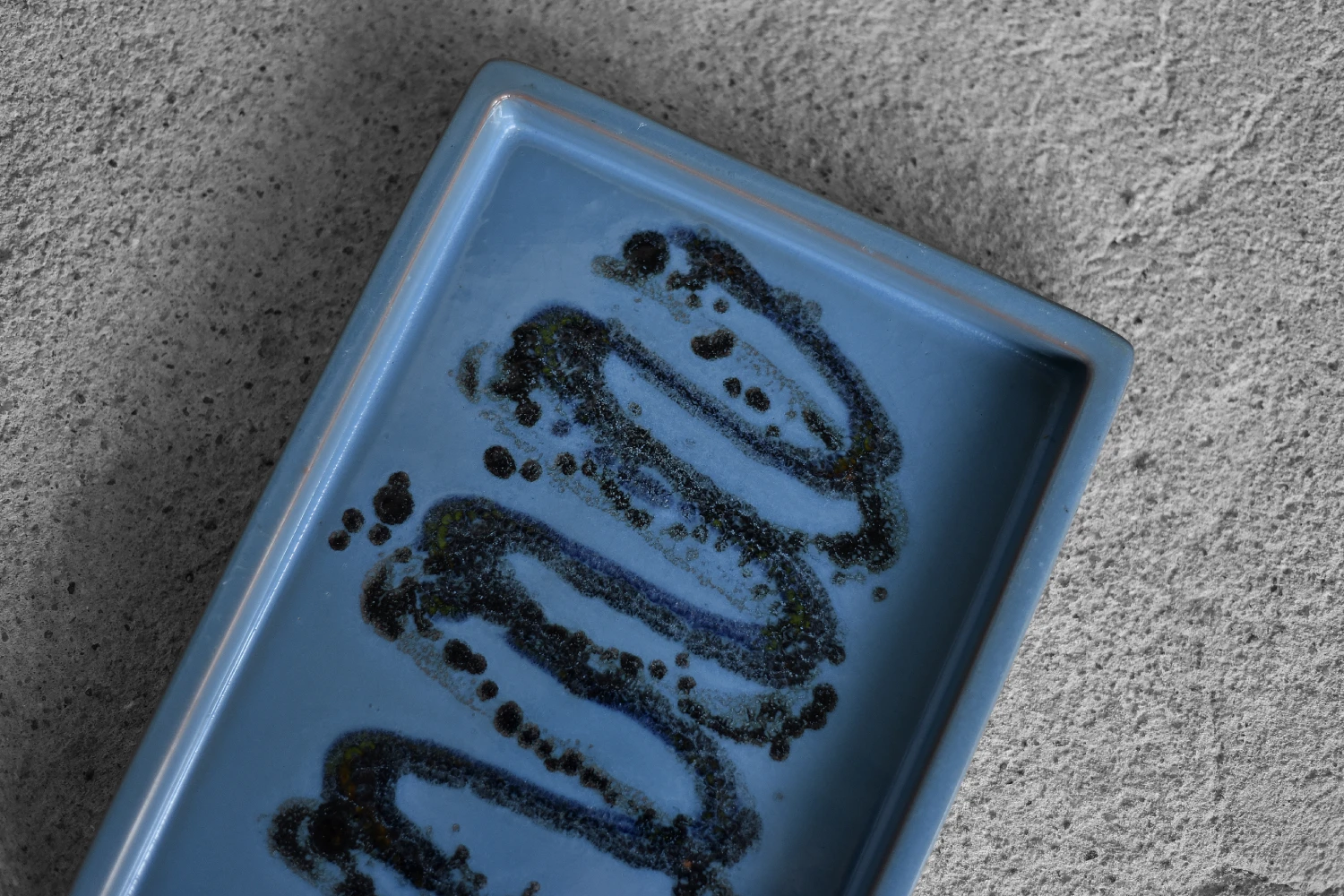 Vintage Mid-Century Scandinavian Modern Blue Ceramic Tray, 1960s