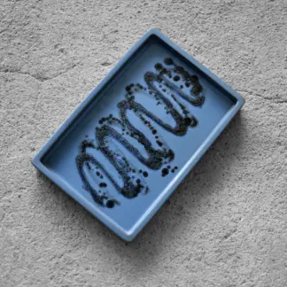 Vintage Mid-Century Scandinavian Modern Blue Ceramic Tray, 1960s