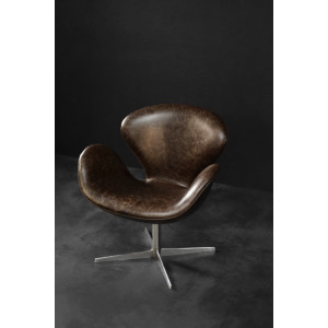 Mid-Century Danish Modern Brown Leather Swan Chair by Arne Jacobsen for Fritz Hansen, 1958