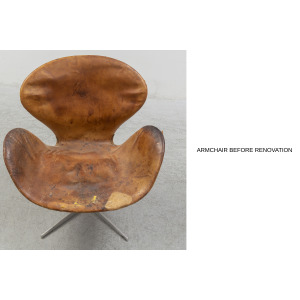 Mid-Century Danish Modern Brown Leather Swan Chair by Arne Jacobsen for Fritz Hansen, 1958