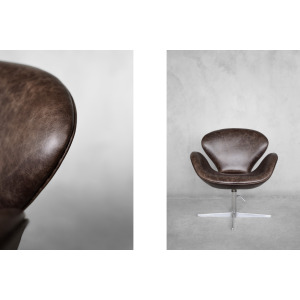 Mid-Century Danish Modern Brown Leather Swan Chair by Arne Jacobsen for Fritz Hansen, 1958