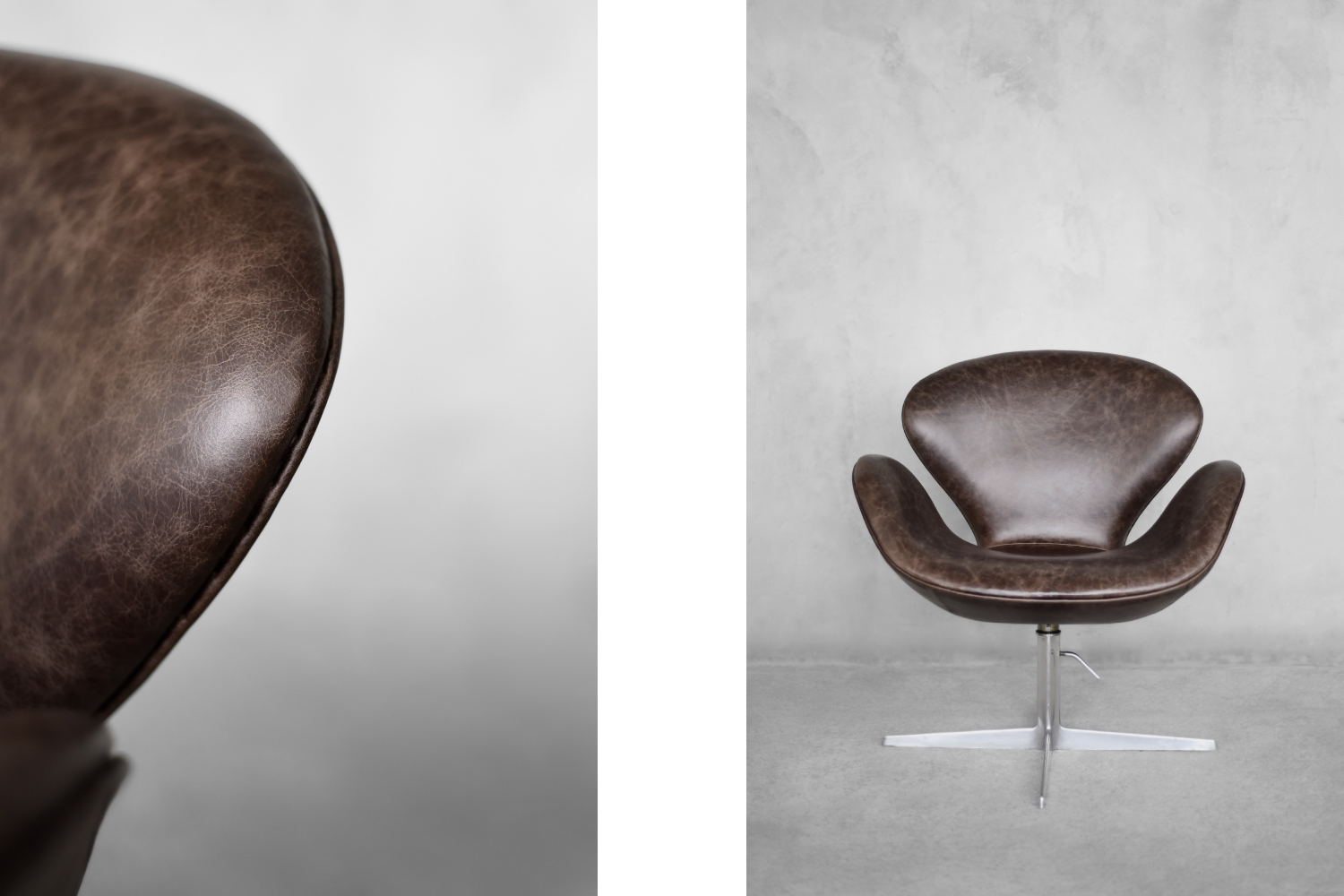 Mid-Century Danish Modern Brown Leather Swan Chair by Arne Jacobsen for Fritz Hansen, 1958