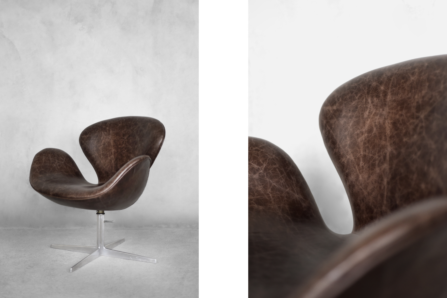 Mid-Century Danish Modern Brown Leather Swan Chair by Arne Jacobsen for Fritz Hansen, 1958