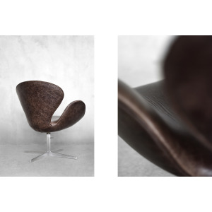 Mid-Century Danish Modern Brown Leather Swan Chair by Arne Jacobsen for Fritz Hansen, 1958
