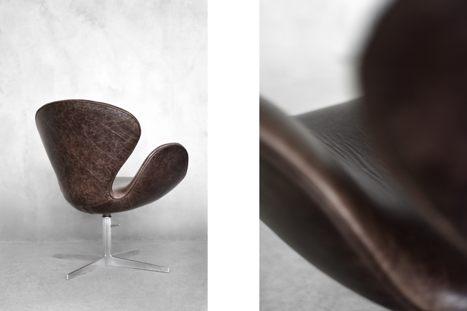 Mid-Century Danish Modern Brown Leather Swan Chair by Arne Jacobsen for Fritz Hansen, 1958