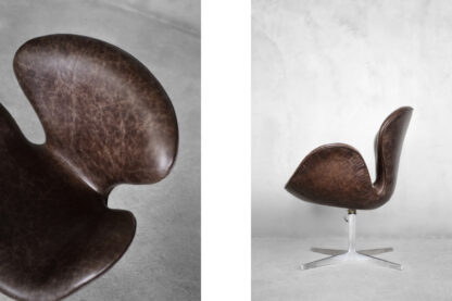 Mid-Century Danish Modern Brown Leather Swan Chair by Arne Jacobsen for Fritz Hansen, 1958 - Image 11