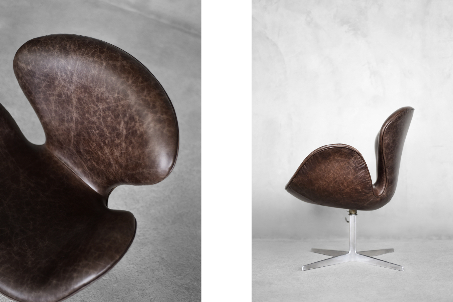 Mid-Century Danish Modern Brown Leather Swan Chair by Arne Jacobsen for Fritz Hansen, 1958