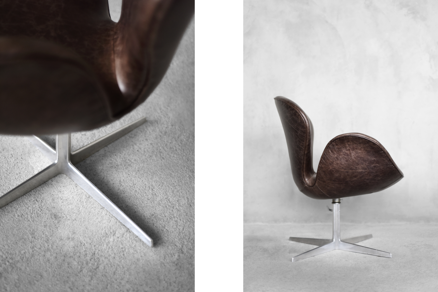 Mid-Century Danish Modern Brown Leather Swan Chair by Arne Jacobsen for Fritz Hansen, 1958