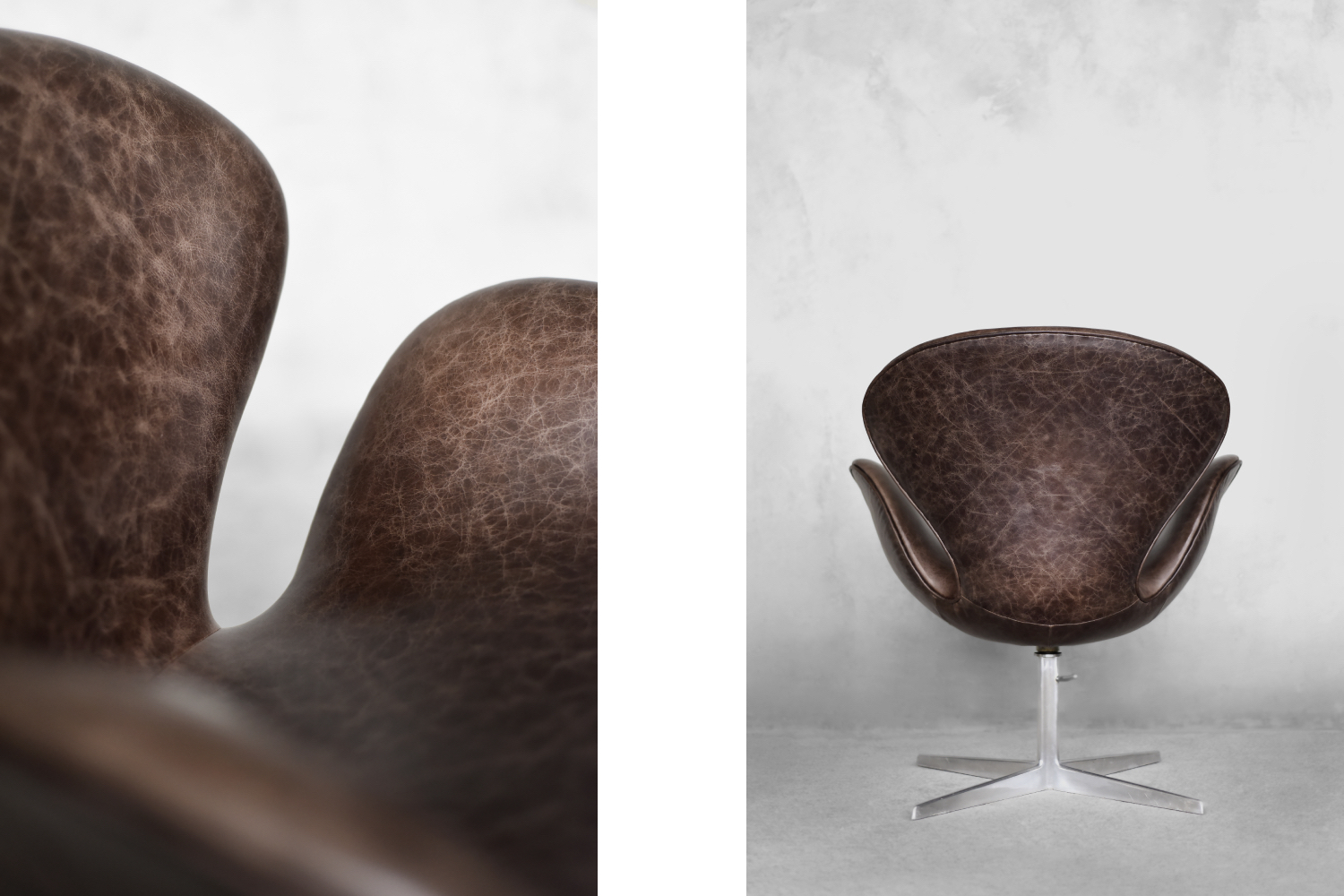 Mid-Century Danish Modern Brown Leather Swan Chair by Arne Jacobsen for Fritz Hansen, 1958