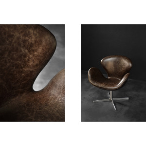 Mid-Century Danish Modern Brown Leather Swan Chair by Arne Jacobsen for Fritz Hansen, 1958