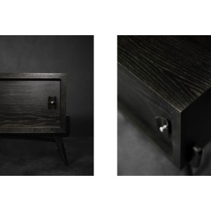 Vintage Mid-Century Scandinavian Modern Dark Oak Sideboard with Wooden & Metal Handles, 1960s