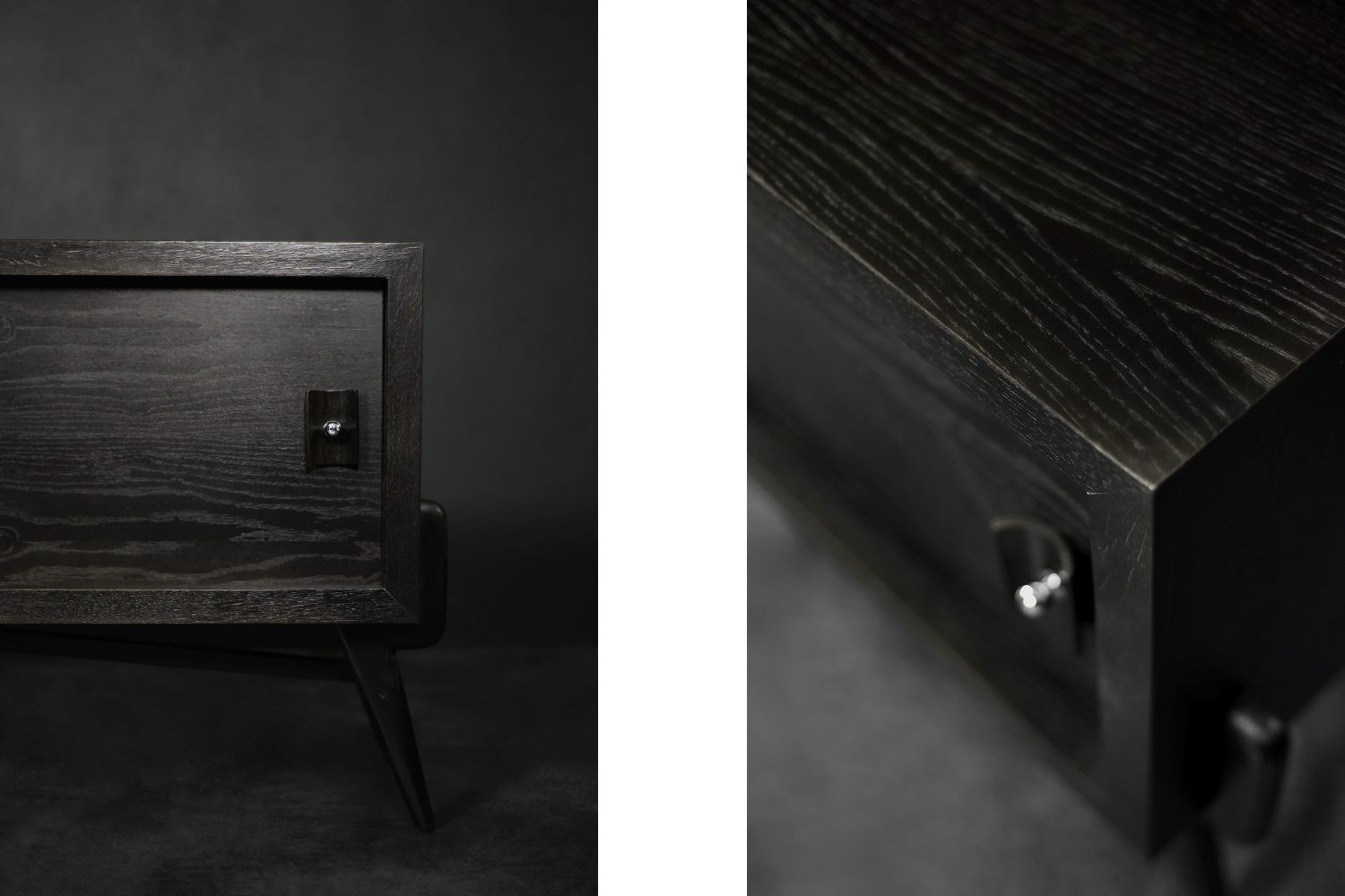 Vintage Mid-Century Scandinavian Modern Dark Oak Sideboard with Wooden & Metal Handles, 1960s