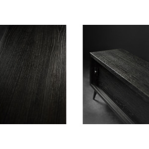 Vintage Mid-Century Scandinavian Modern Dark Oak Sideboard with Wooden & Metal Handles, 1960s