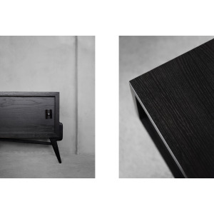 Vintage Mid-Century Scandinavian Modern Dark Oak Sideboard with Wooden & Metal Handles, 1960s