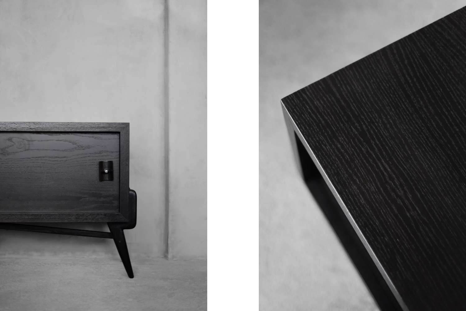Vintage Mid-Century Scandinavian Modern Dark Oak Sideboard with Wooden & Metal Handles, 1960s