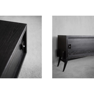 Vintage Mid-Century Scandinavian Modern Dark Oak Sideboard with Wooden & Metal Handles, 1960s