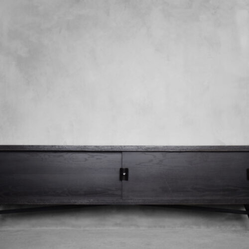 Vintage Mid-Century Scandinavian Modern Dark Oak Sideboard with Wooden & Metal Handles, 1960s