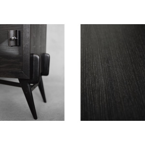 Vintage Mid-Century Scandinavian Modern Dark Oak Sideboard with Wooden & Metal Handles, 1960s