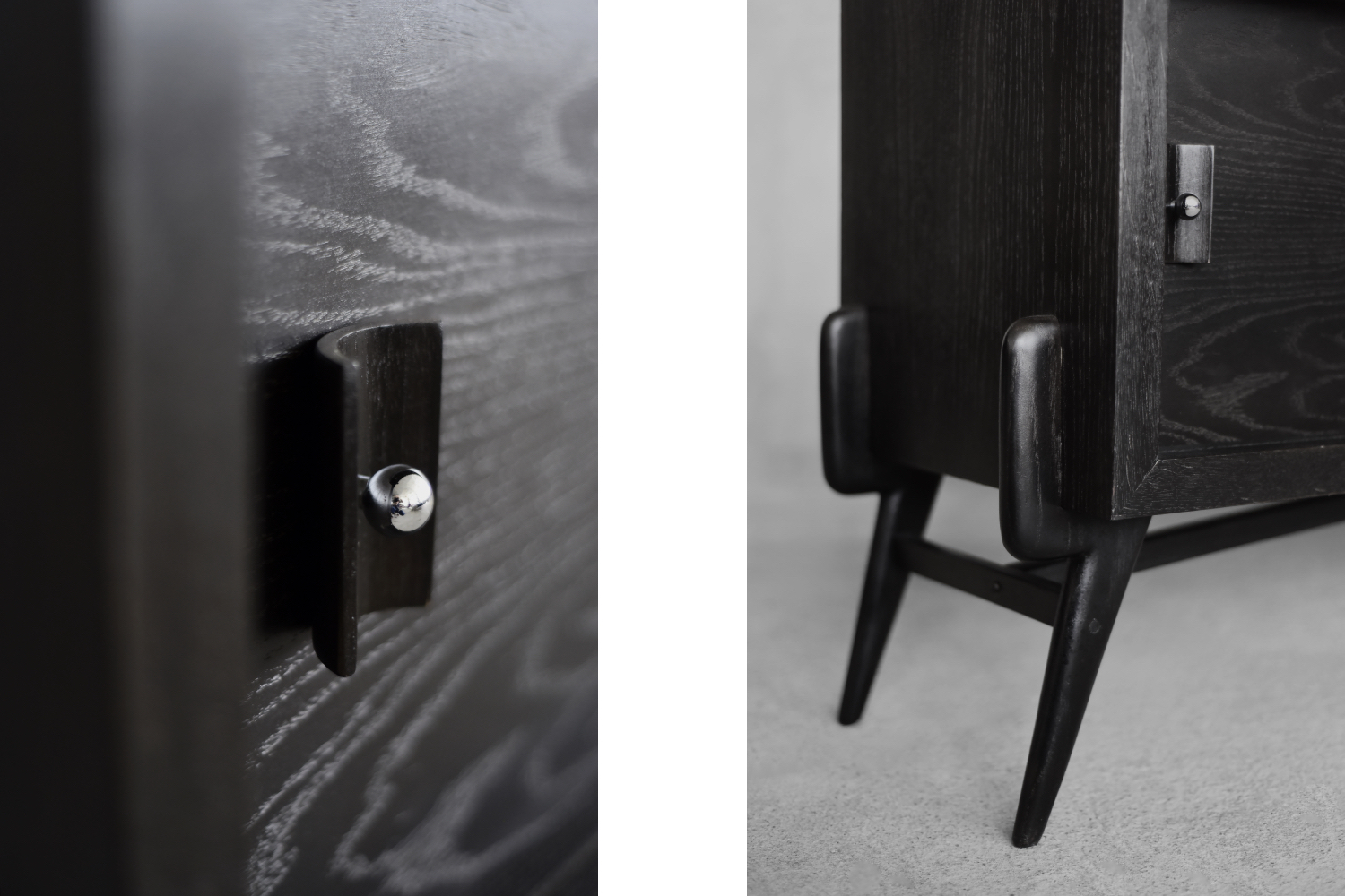 Vintage Mid-Century Scandinavian Modern Dark Oak Sideboard with Wooden & Metal Handles, 1960s