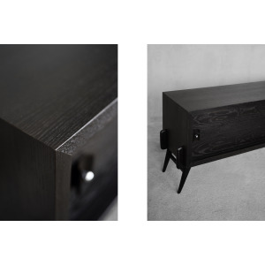Vintage Mid-Century Scandinavian Modern Dark Oak Sideboard with Wooden & Metal Handles, 1960s