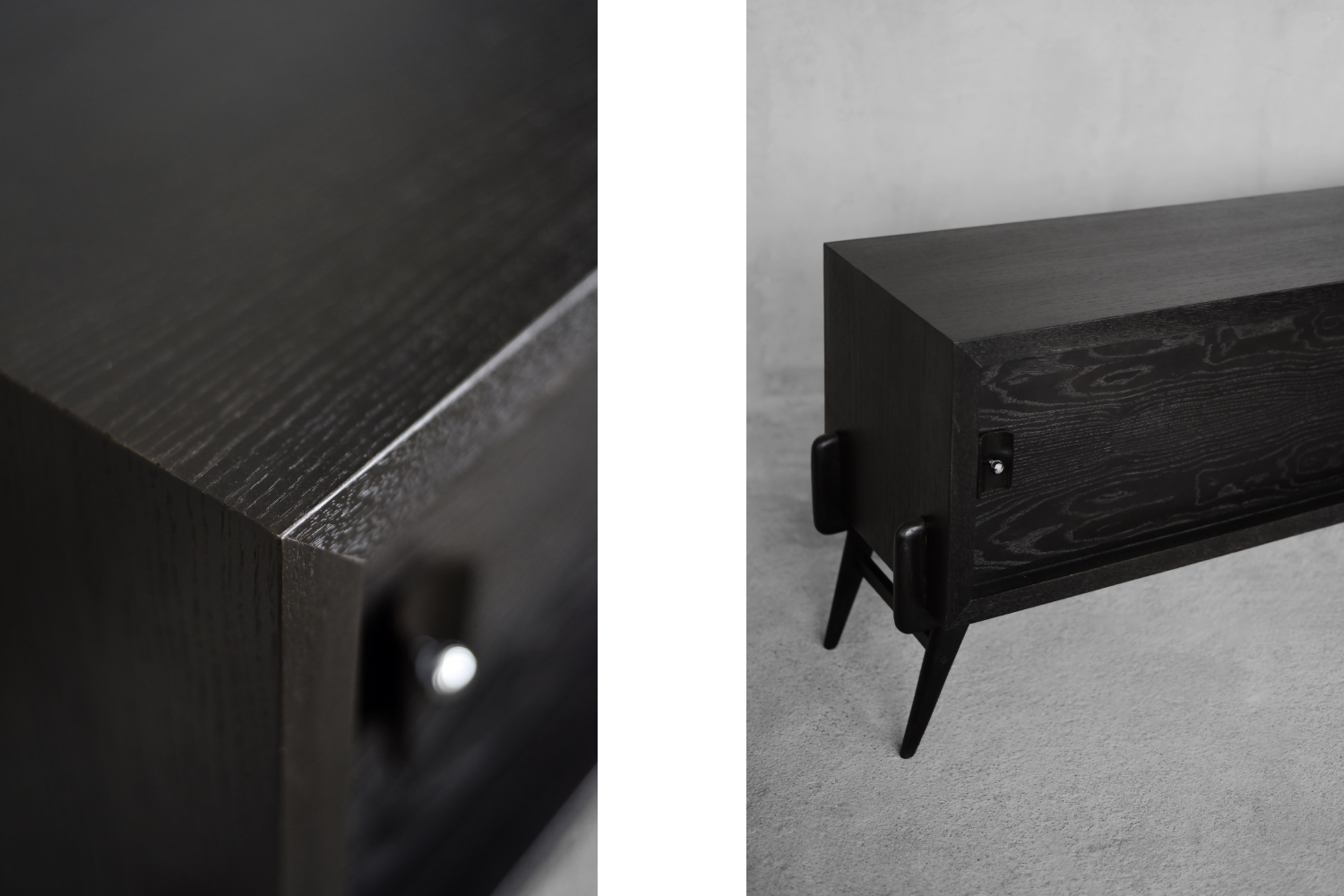 Vintage Mid-Century Scandinavian Modern Dark Oak Sideboard with Wooden & Metal Handles, 1960s