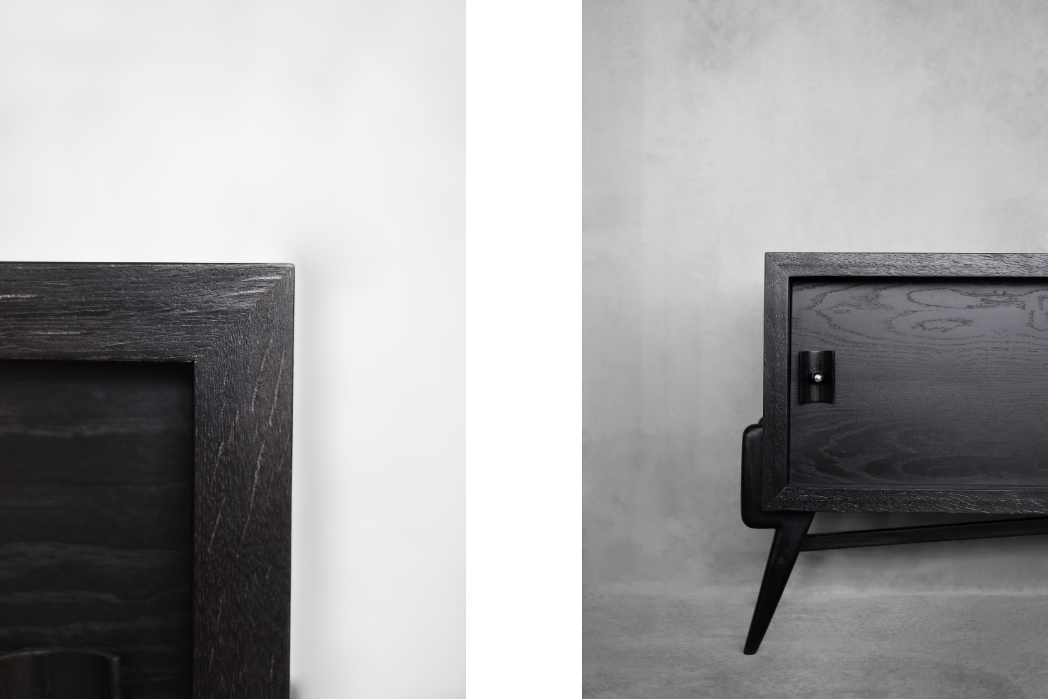 Vintage Mid-Century Scandinavian Modern Dark Oak Sideboard with Wooden & Metal Handles, 1960s
