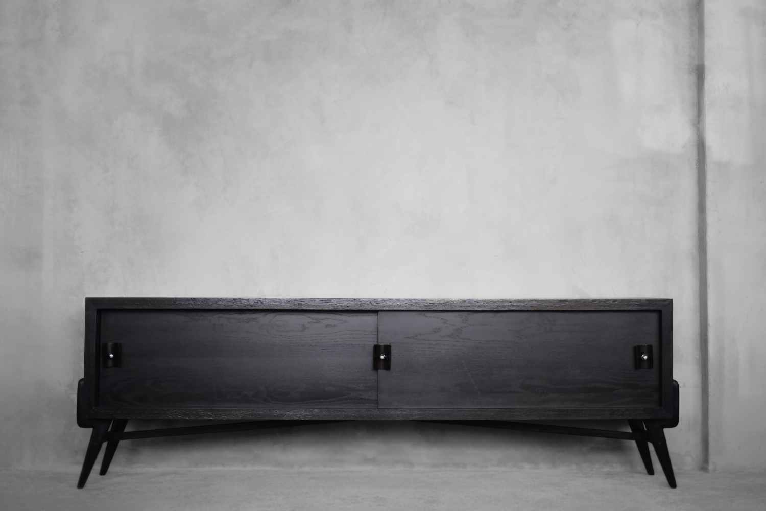 Vintage Mid-Century Scandinavian Modern Dark Oak Sideboard with Wooden & Metal Handles, 1960s