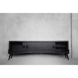 Vintage Mid-Century Scandinavian Modern Dark Oak Sideboard with Wooden & Metal Handles, 1960s