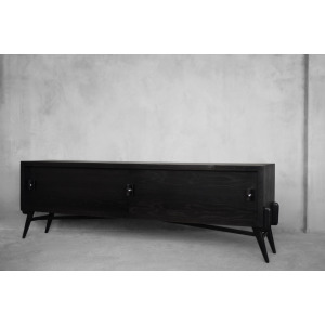 Vintage Mid-Century Scandinavian Modern Dark Oak Sideboard with Wooden & Metal Handles, 1960s